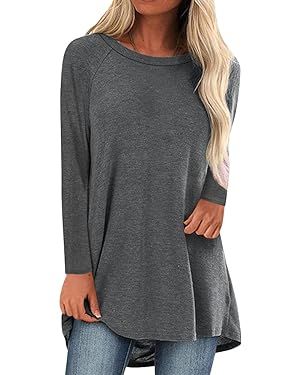 YOPLANET Womens Long Tunics or Tops to Wear with Leggings Short/Long Sleeve Blouses Shirts | Amazon (US)