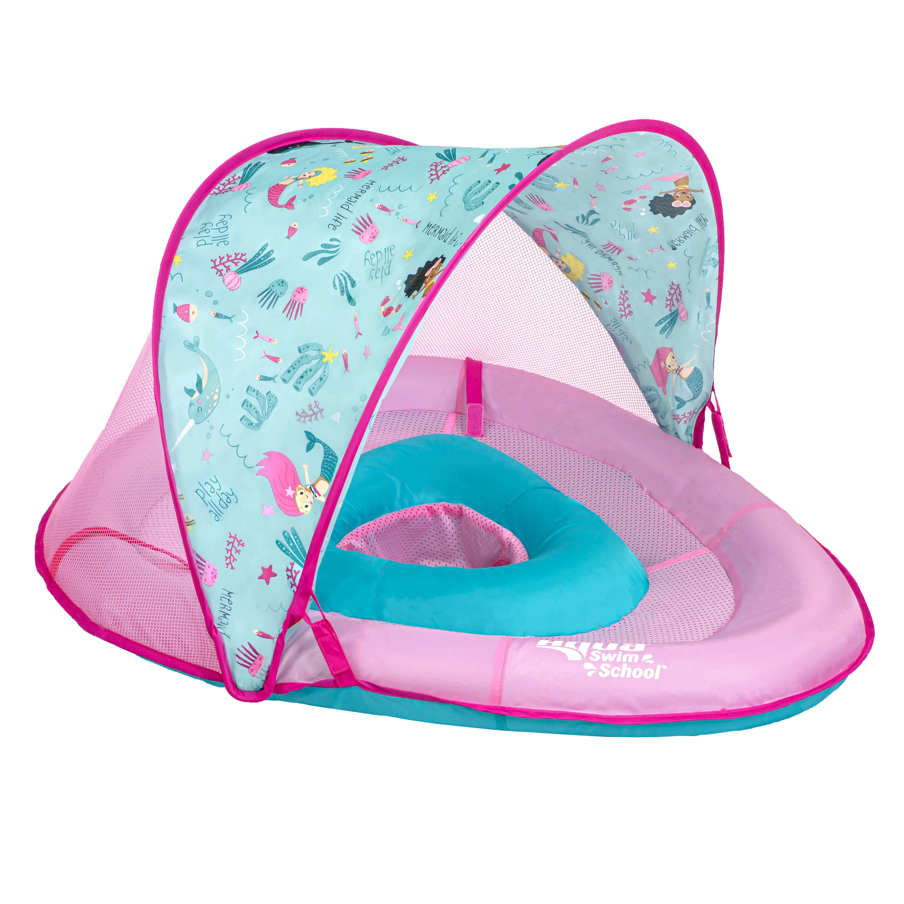 Aqua Swim School Grow-with-Me Baby Pool Float Boat for Infants, Pink Mermaid, 2 Toys Included | Walmart (US)