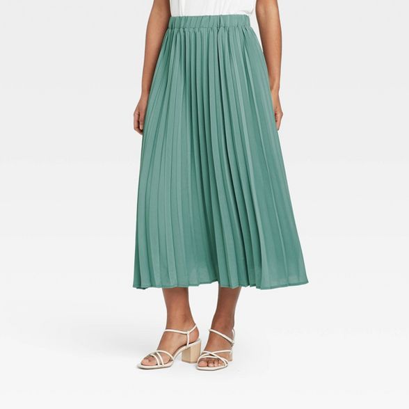 Women's Pleated Maxi Skirt - A New Day™ Teal | Target