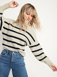 Mock-Neck Striped Shaker-Stitch Sweater for Women | Gap (US)