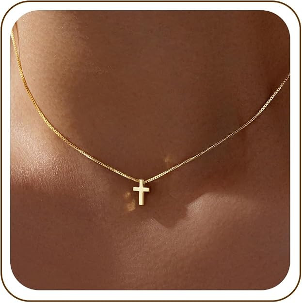 Poxtex Cross Necklace for Women Teen Girls, Dainty 14K Gold Silver Plated Cross Choker Jewelry No... | Amazon (US)