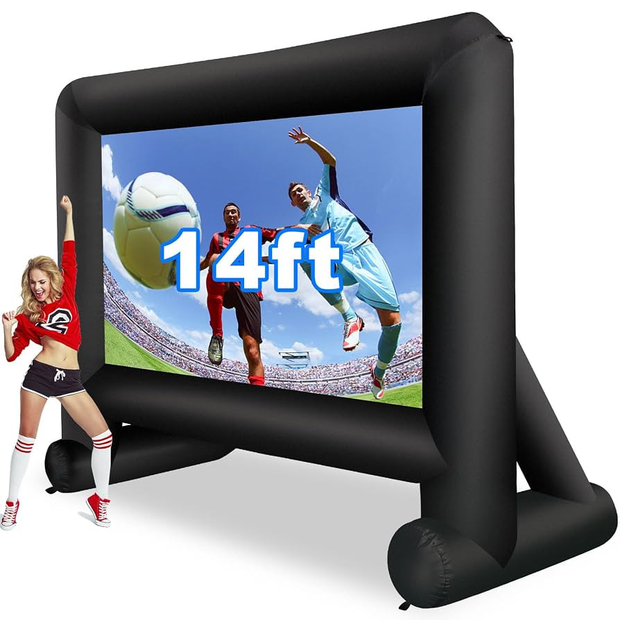 14 Feet Indoor and Outdoor Inflatable Blow up Mega Movie Projector Screen with Carry Bag for Fron... | Amazon (US)