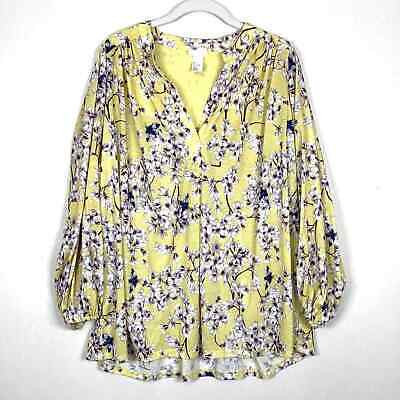 ANNA GLOVER x H&M Yellow Floral Jersey Top Large | eBay US
