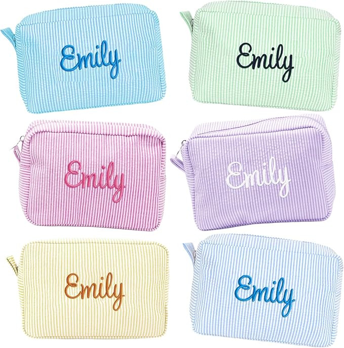 VEELU Personalized Makeup Bag for Women, Large Cosmetic Bags for Travel Organizer Storage, Embroi... | Amazon (US)