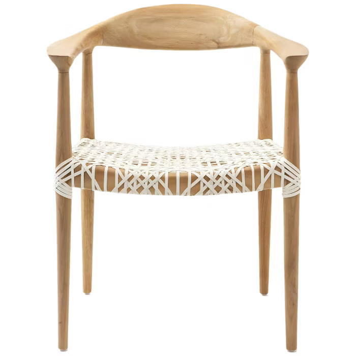 Fes Armchair White/Teak - Safavieh | Target