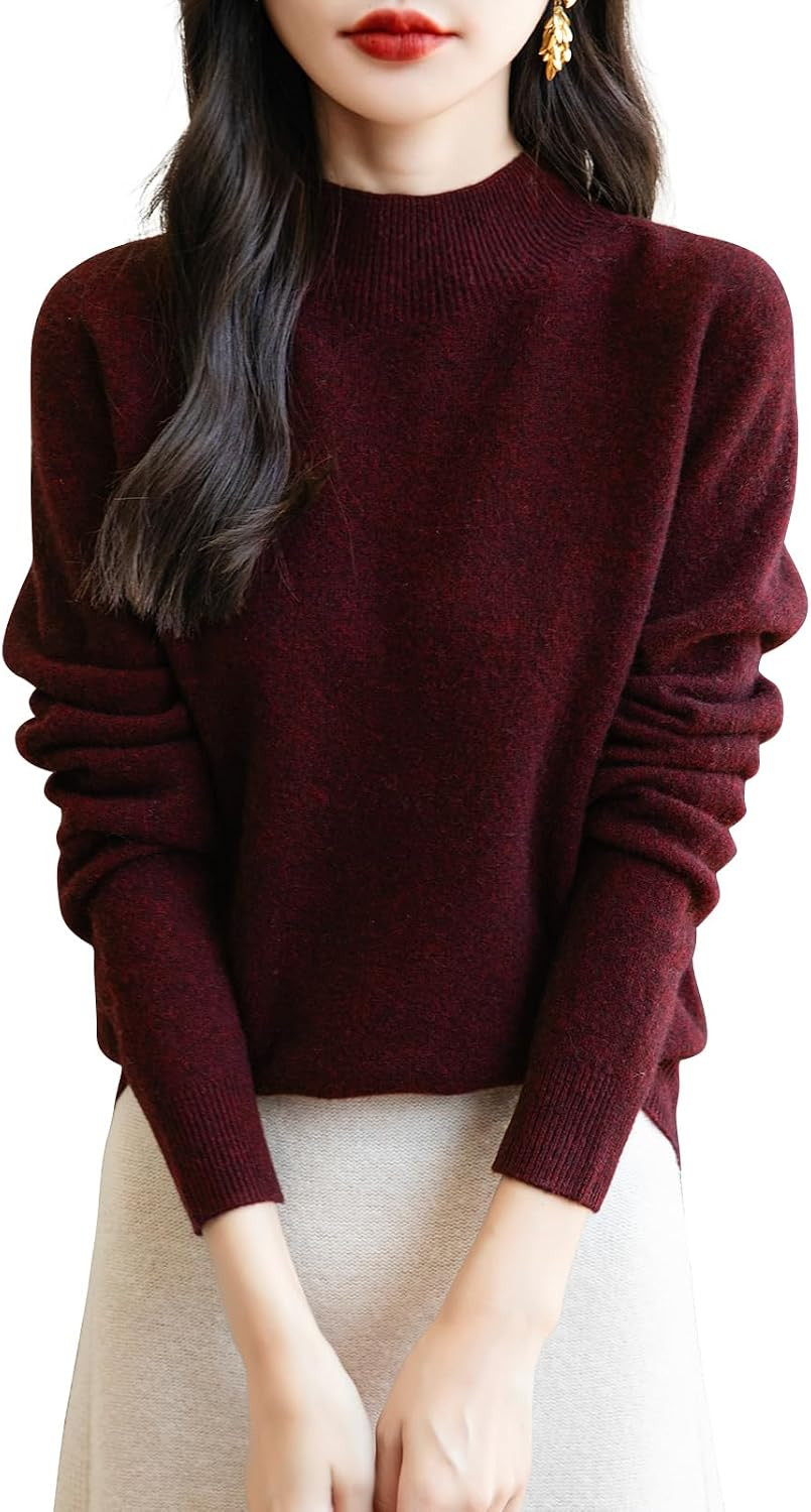 Chanyarn Women's 100% Merino Wool Seamless Sweater Mock Neck First-Line Ready to Wear Long Sleeve Knitted Pullover Tops | Amazon (US)