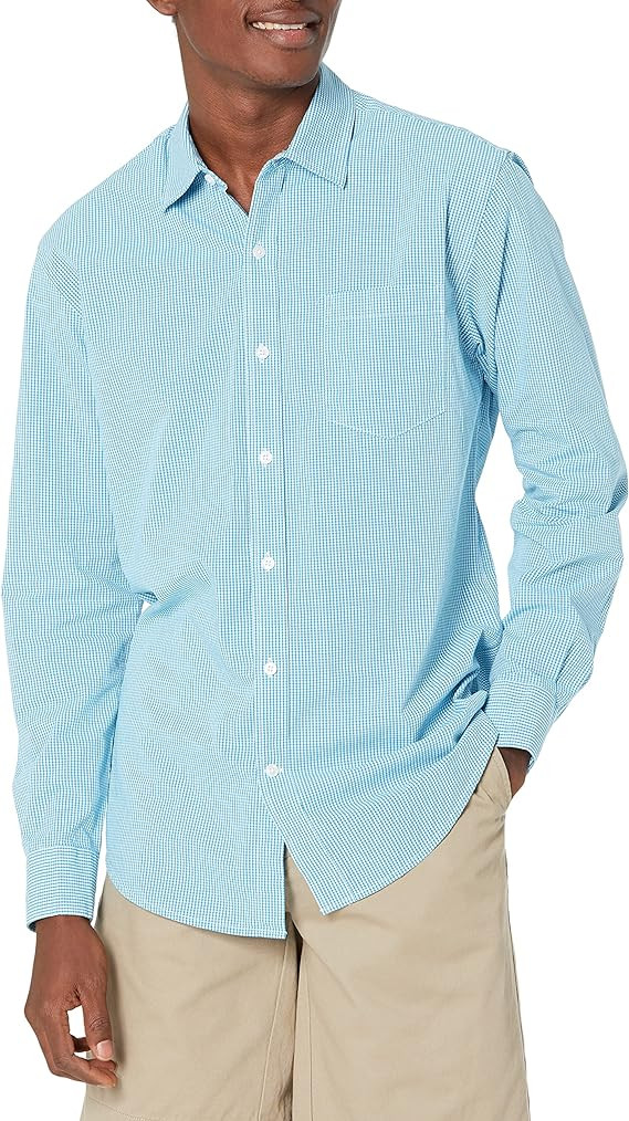 Amazon Essentials Men's Regular-Fit Long-Sleeve Casual Poplin Shirt | Amazon (US)