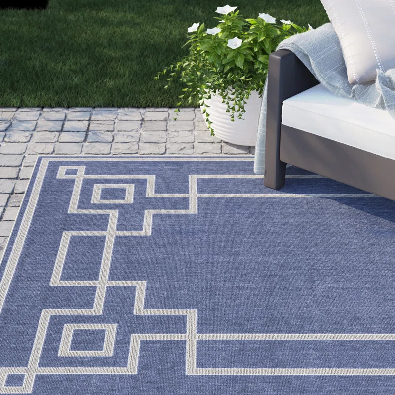 Amherst Geometric Indoor / Outdoor Area Rug in Rust Red | Wayfair North America