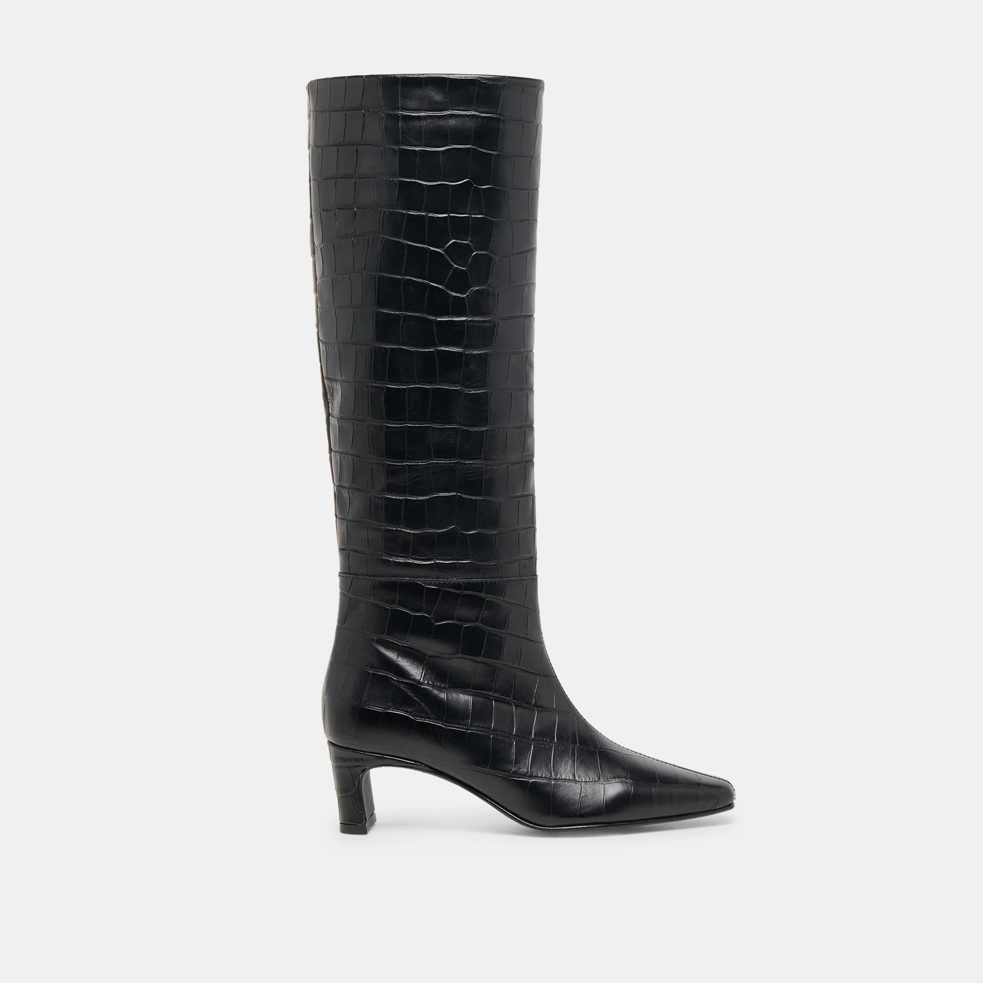 Trixi Noir Croco Embossed Leather Boots | Dolce Vita | DolceVita.com