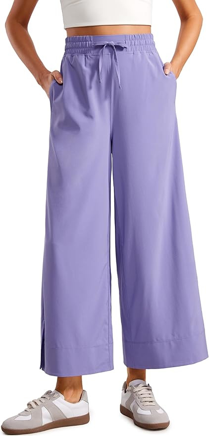 CRZ YOGA Lightweight Wide Leg Cropped Pants for Women High Waisted Loose Casual Lounge Travel Wor... | Amazon (US)