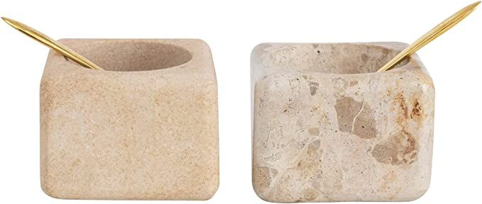 Creative Co-Op Marble/Sandstone Brass Spoon, Set of 2, 2 Colors Pinch Pot Set, 3" L x 3" W x 2" H... | Amazon (US)