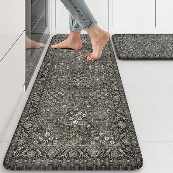 KIMODE Anti Fatigue Kitchen Mat 2PCS,Waterproof Farmhouse Green Kitchen Rugs Non-Slip,Vintage Kit... | Amazon (US)