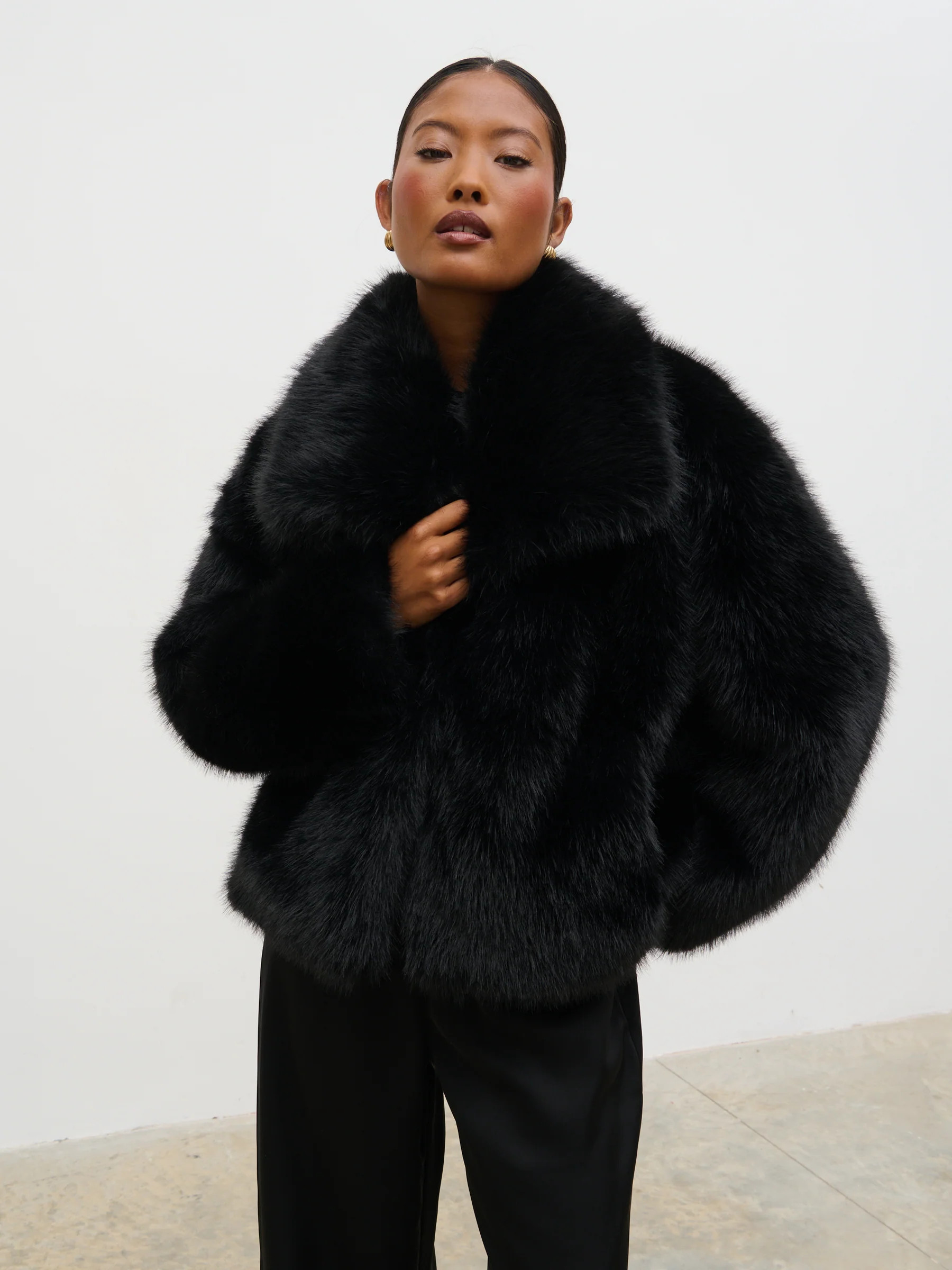 Ettalie Short Faux Fur Coat - Black | Pretty Lavish (UK)