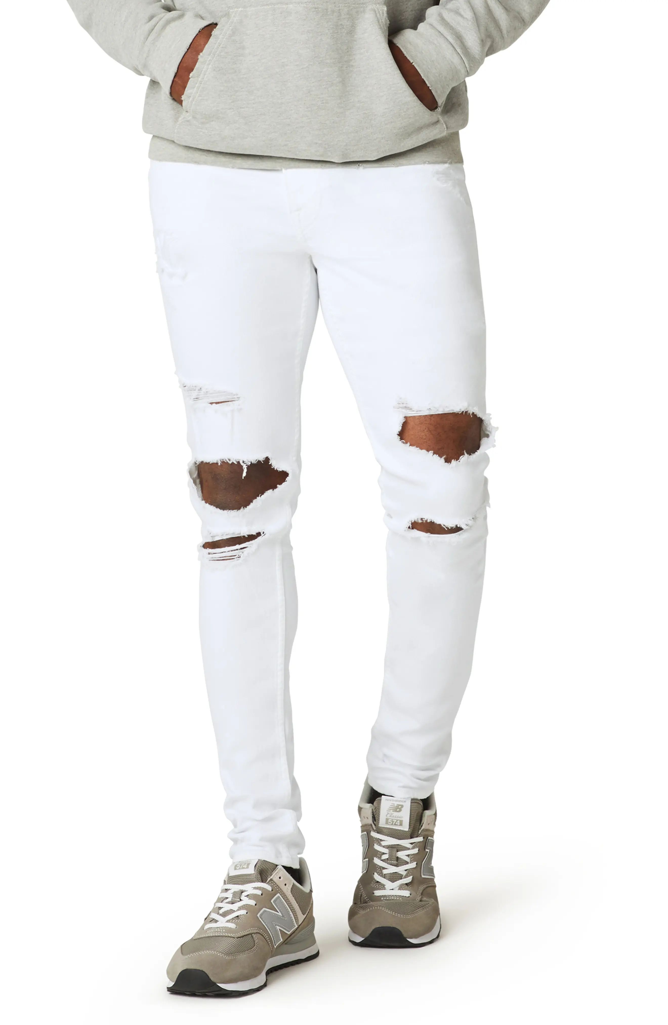 Men's Hudson Jeans Zack Ripped Skinny Fit Jeans, Size 29 - White | Nordstrom