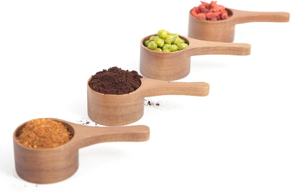 4 Pack Acacia Wood Coffee Scoops, Small Wooden Coffee Spoons for Jars and Containers, Set of 4 Ta... | Amazon (US)