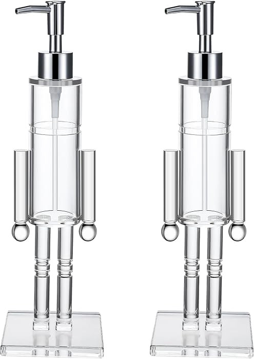 Chengu 2 Pcs Christmas Soap Dispenser 11.8" Acrylic Clear Nutcracker Soap Dispenser Xmas Decorati... | Amazon (US)