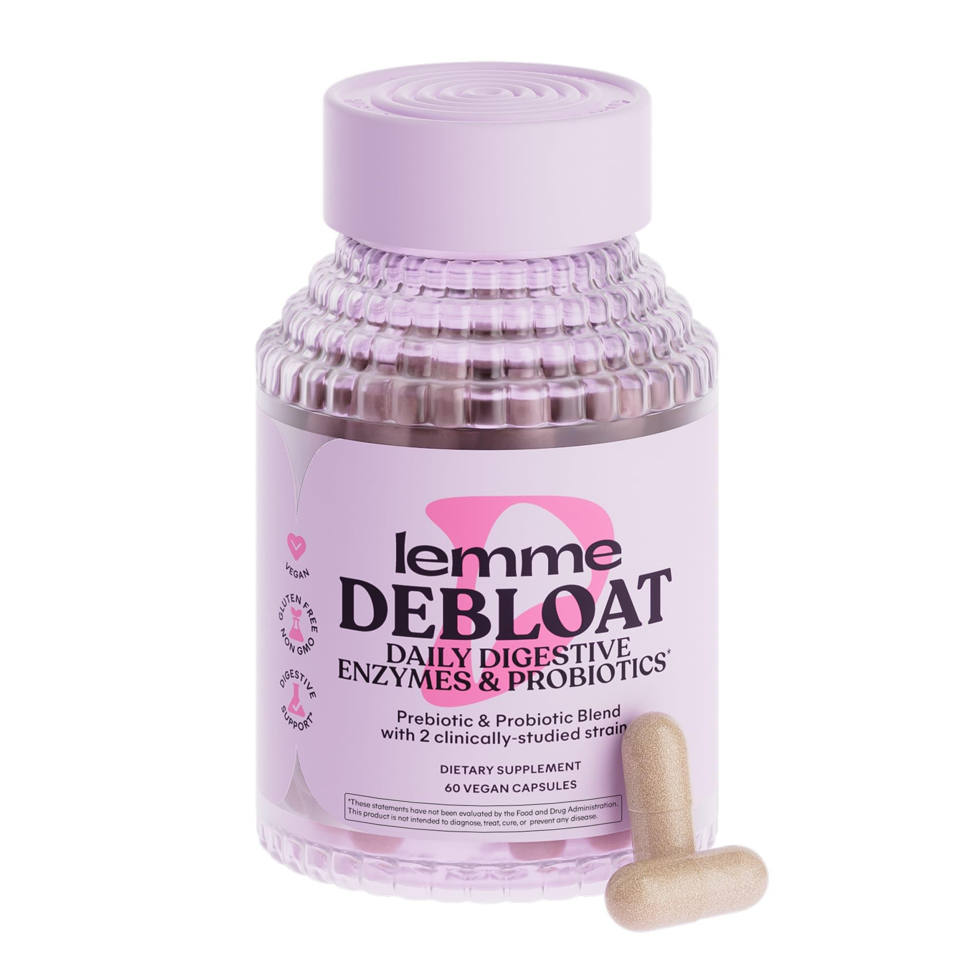 Lemme Debloat 3-in-1 Prebiotic, Probiotic & Digestive Enzyme Capsules for Bloating & Gas Relief -... | Amazon (US)