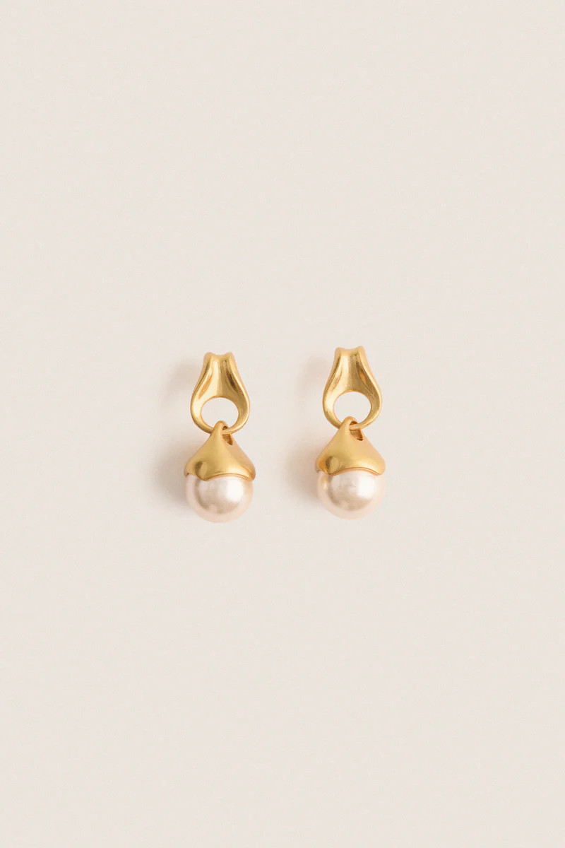 Gold and Pearl Drop Aline Earrings | Tuckernuck (US)
