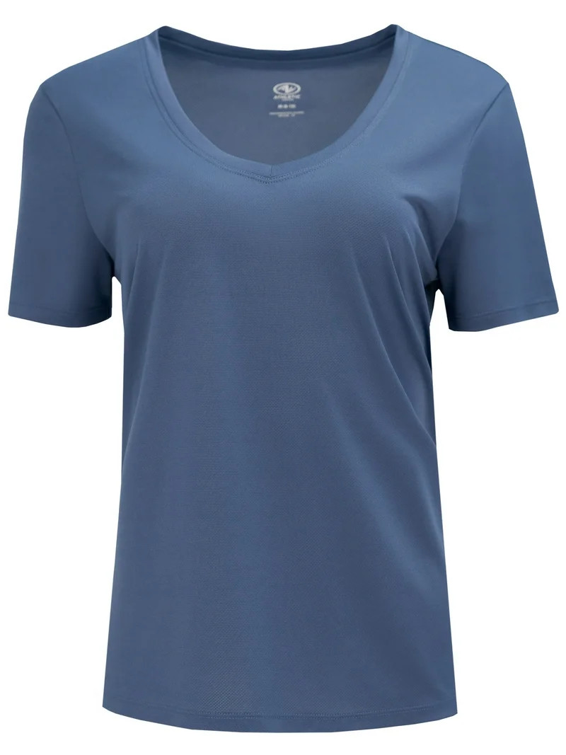 Athletic Works Women's Active Texture Knit V-Neck Tee, Sizes XS-XXXL | Walmart (US)