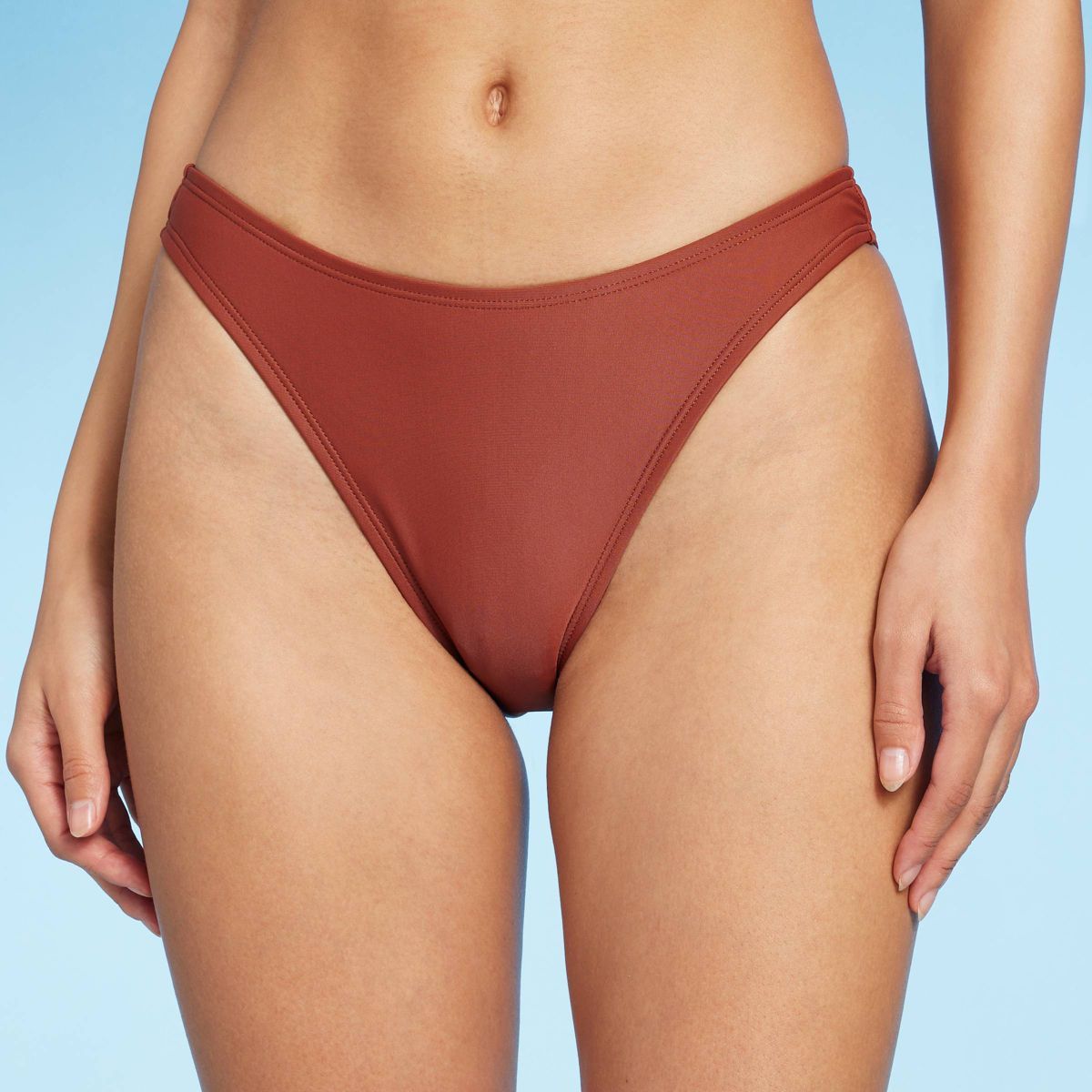 Women's Scoop Front High Leg Extra Cheeky Bikini Bottom - Wild Fable™ Brown | Target