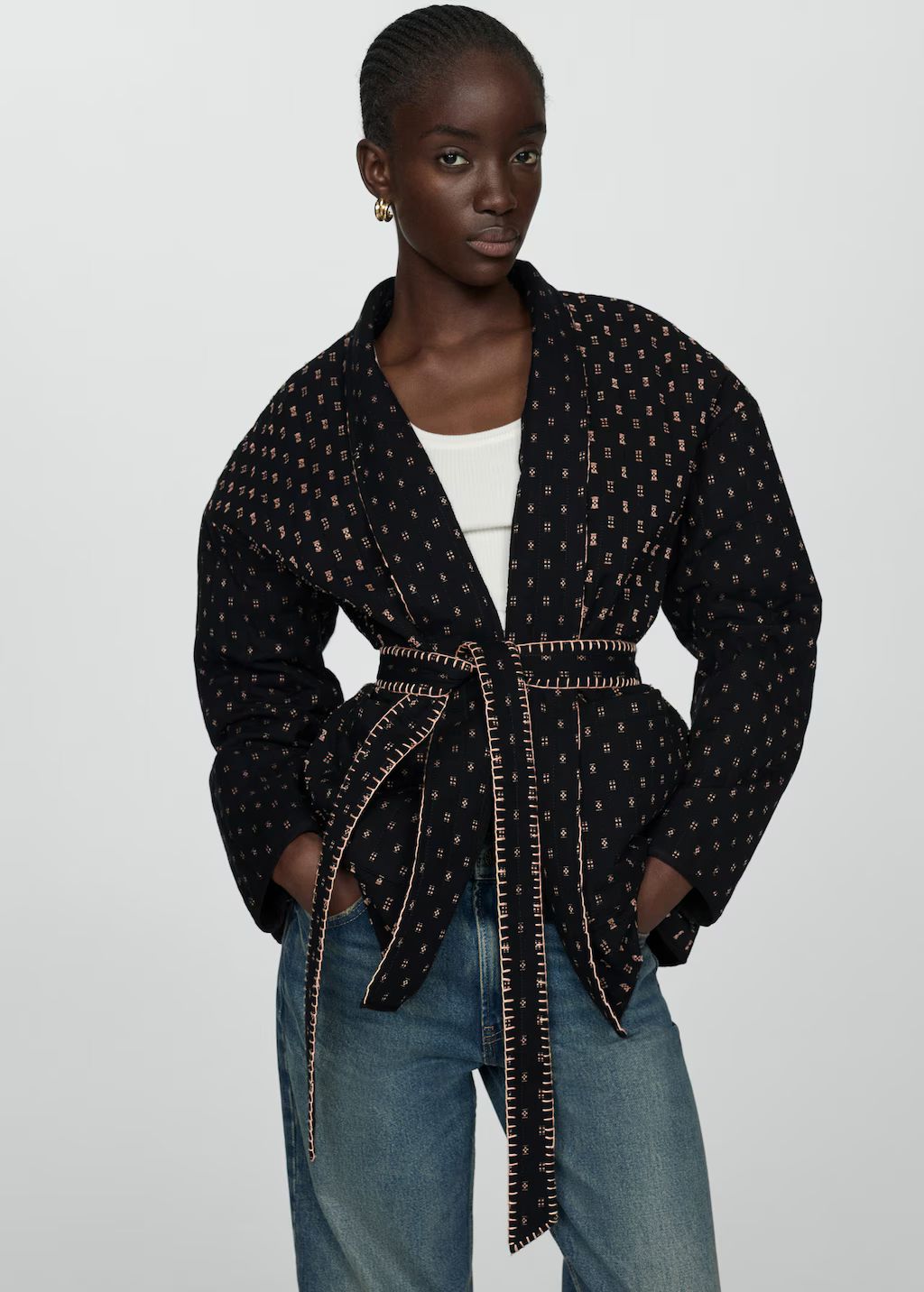 Quilted jacket with embroidered details | MANGO (US)