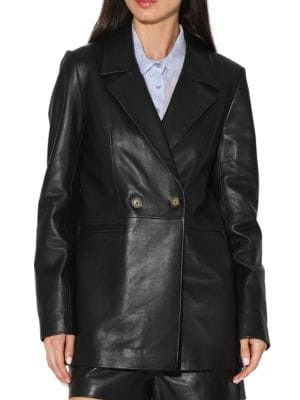Walter Baker Misha Double Breasted Leather Blazer on SALE | Saks OFF 5TH | Saks Fifth Avenue OFF 5TH