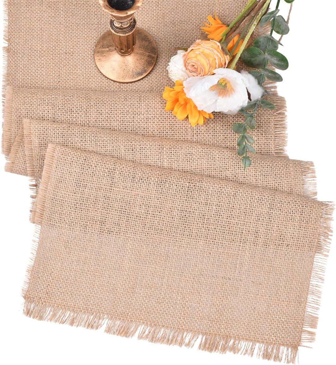 Joanlody 4 Pack Burlap Table Runner Farmhouse Rustic Jute Table Runner Natural Vintage Spring Sum... | Amazon (US)