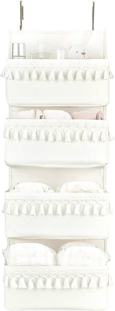 Dahey Over The Door Organizer Boho Nursery Storage Decor Closet Hanging Organizer with Tassels De... | Amazon (US)