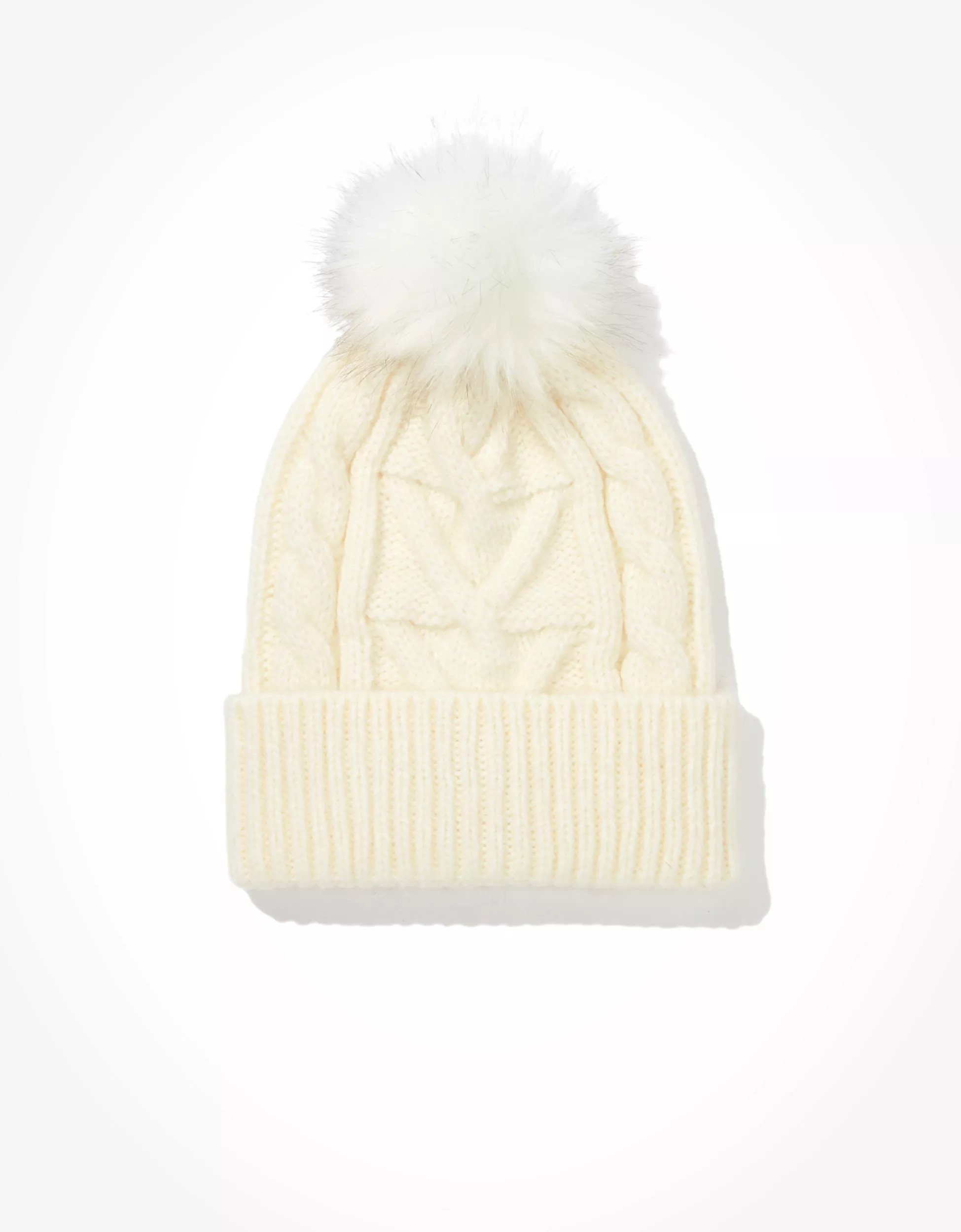 AE Cable Knit Pom Beanie | American Eagle Outfitters (US & CA)