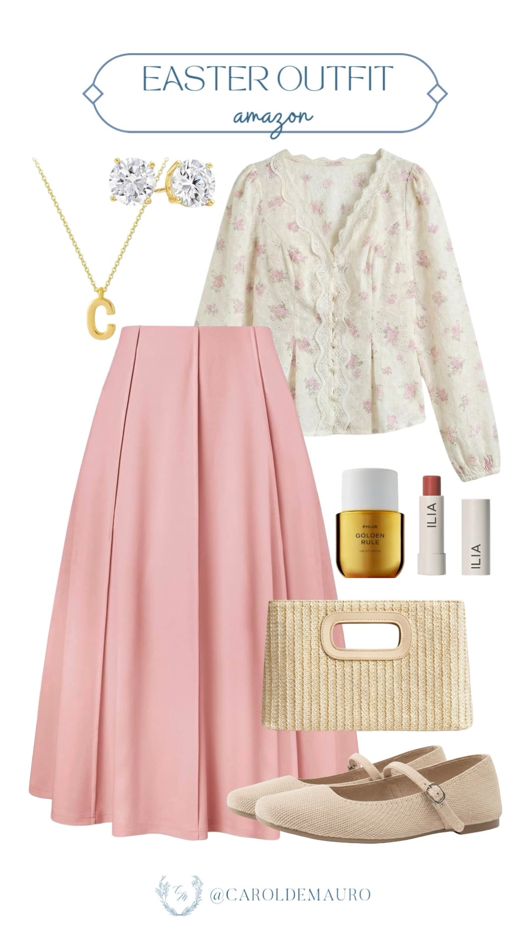 If you're looking for a comfy and light outfit for Easter, this outfit might be for you! Style a floral blouse with a pink pleated midi skirt and Mary Jane flats.

amazon fashion, budget friendly, pastel look, sundays best, modest style, timeless fashion, petite look, dressy casual

#LTKU #LTKSeasonal #LTKootd