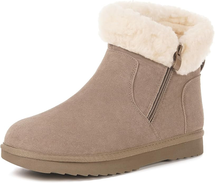 Hsyooes Snow Boots for Women Genuine Suede Leather Winter Boots Water Resistant Warm Booties Fur ... | Amazon (US)