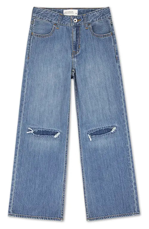 abercrombie kids Kids' Ripped High Waist Wide Leg Jeans in Mgyanf Dus at Nordstrom, Size 7-8 | Nordstrom