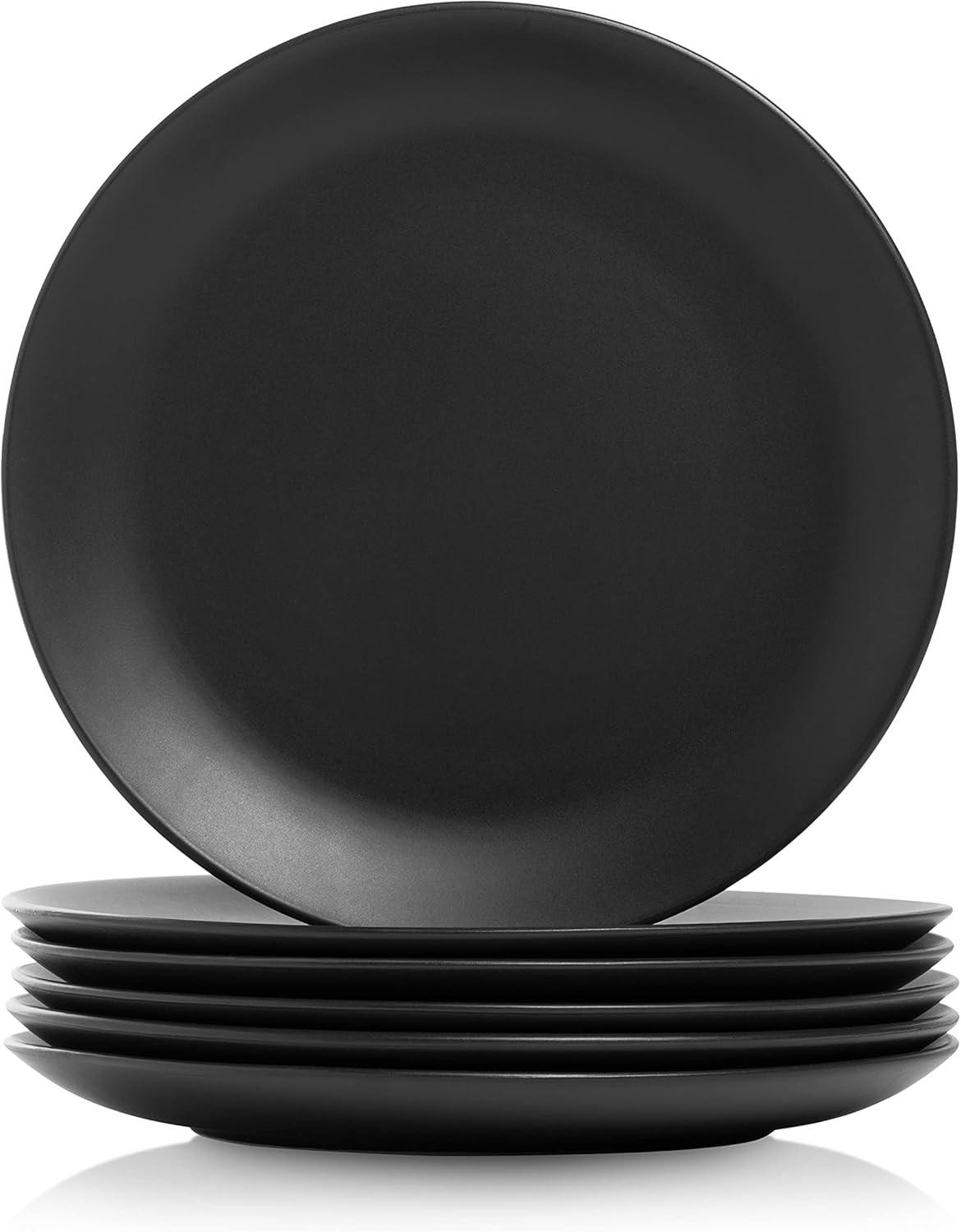 10 Strawberry Street Wazee Matte 10.5" Coupe Dinner Plate, Set of 6, Black | Amazon (US)