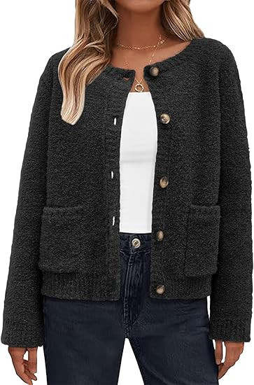 Arach&Cloz Women's Open Front Cardigan Sweaters Fall Fashion Button Down Knit Chunky Outwear Coat... | Amazon (US)