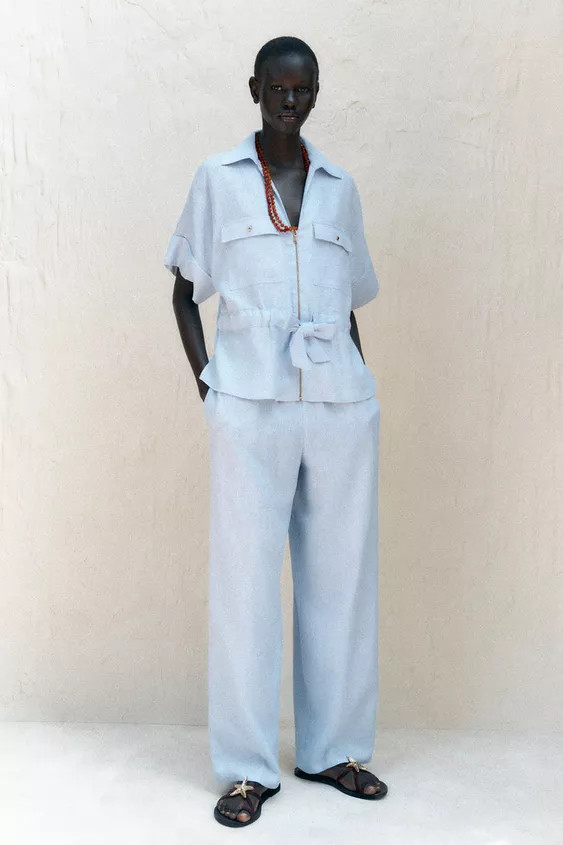 LINEN BLEND SAFARI SHIRT | Zara US