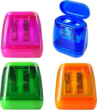 Pencil Sharpener, Manual Pencil Sharpeners, 4PCS Colorful Compact Dual Holes Pencil Sharpeners wi... | Amazon (US)