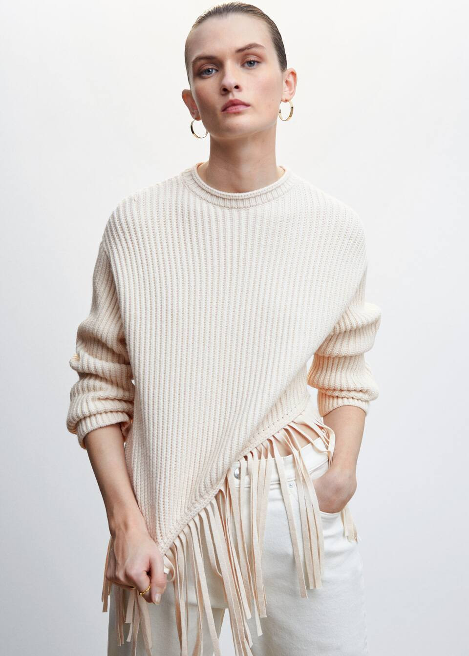 Fringed hem sweater -  Women | Mango USA | MANGO (US)