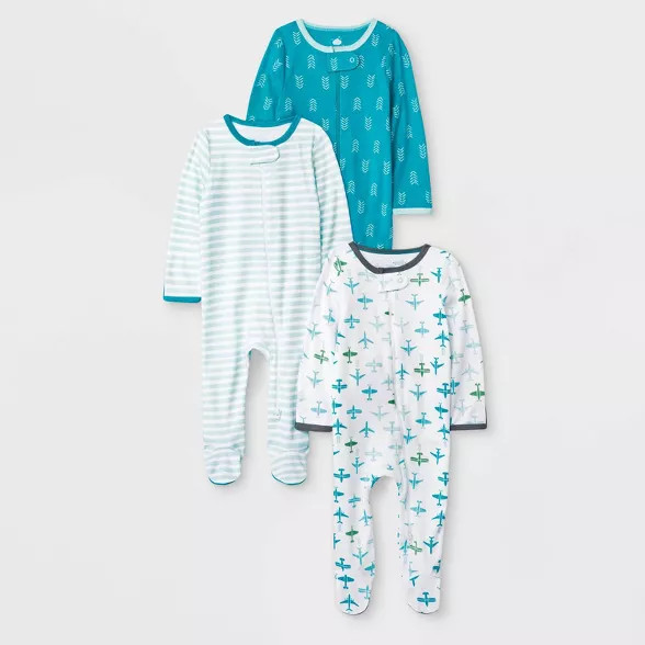 Baby Boys' Co-pilot 3pk Footed Sleeper - Cloud Island™ | Target