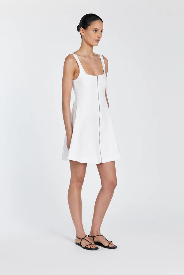 HARRIET WHITE LINEN MINI DRESS | DISSH