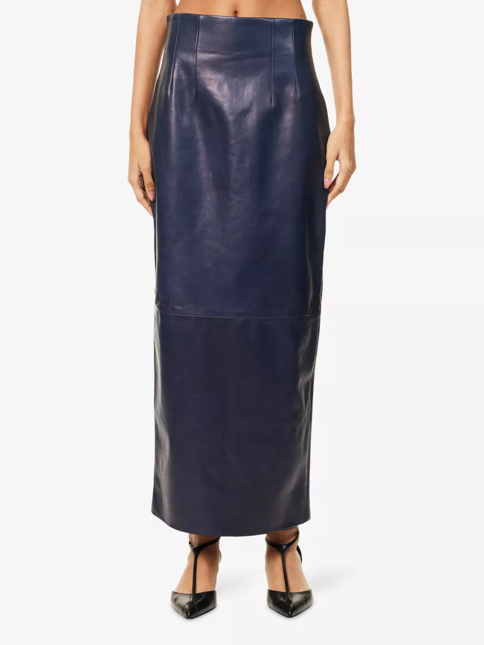 Loxley Mid-Rise Leather Midi Skirt | Selfridges