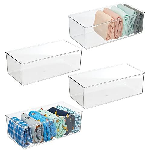 mDesign Long Plastic Drawer Organizer Box, Storage Organizer Bin Container; for Closets, Bedrooms... | Amazon (US)