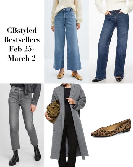 Bestsellers Feb 25-March 2! For reference I’m 5’ 7 size 4ish
1. Cropped wide leg jeans: cute and trendy style and so easy to dress up or down! Wear with boots, sneakers, sandals or heels. I got my usual size 4 and they are a bit snug, go up if you’re between.

2. Wide leg jeans: trendy style and so comfortable! The inseam varied a lot even within the same size so you may have to try several pairs. I got my usual size but some are saying they stretch out. 2% spandex. Also linked same jeans in a lighter wash which I also have and love.
3. Cropped straight jeans: trendy style and easy to wear with boots or spring shoes. Grey is sold out in Canada (other washes available) but available on the US website. 

4. Long cardigan: one of my most worn Amazon items, I got my grey one two years ago and have since added 3 more colors. Great as a lightweight layer. Fits tts, I went up to M for a roomier fit & more sleeve length 

5. Leopard flats: leopard is trending and these are a great way to add a pop of leopard to update your outfit for spring. I found they fit snug, I had to go up 1/2 size.

Also linked more popular items from the top best sellers


#LTKfindsunder50 #LTKstyletip #LTKshoecrush