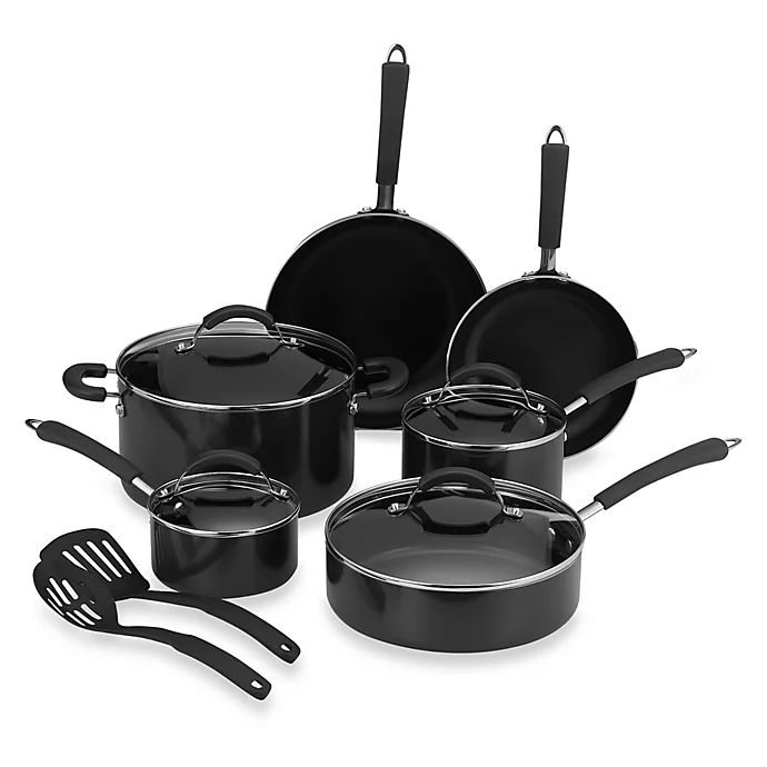 Farberware® Millennium Black Nonstick Coated Porcelain Enameled Aluminum 12-Piece Cookware Set |... | Bed Bath & Beyond