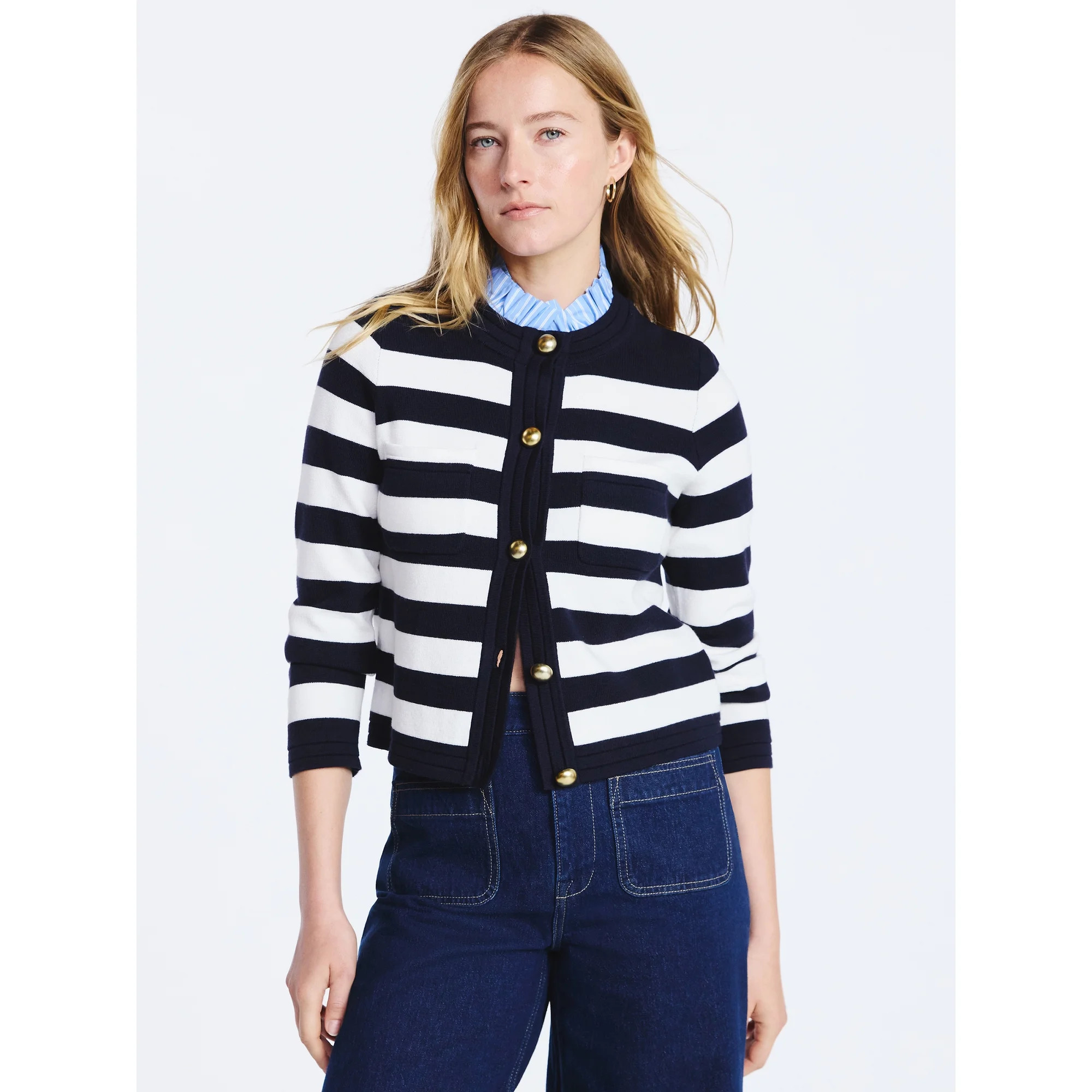 Free Assembly Women's Ruffle Neck Cardigan Sweater, Midweight, Sizes XS-XXL | Walmart (US)