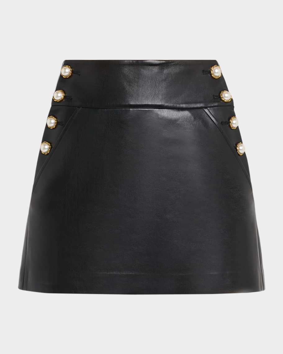 Alice + Olivia Donald Vegan Leather Mini Skirt | Neiman Marcus
