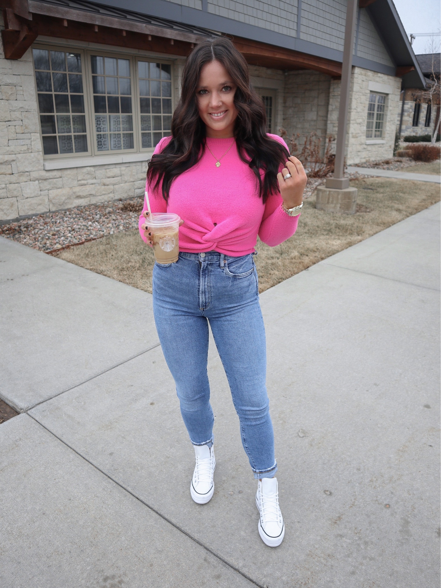 Sweater — small
Jeans — 25

White leather platform converse sneakers outfit | hot pink wrap sweater | cropped fuzzy sweater | errands outfit | brunch outfit | mall outfit | shopping day outfit | girls day outfit | spring outfit | spring transitional style 



#LTKshoecrush #LTKstyletip #LTKunder50