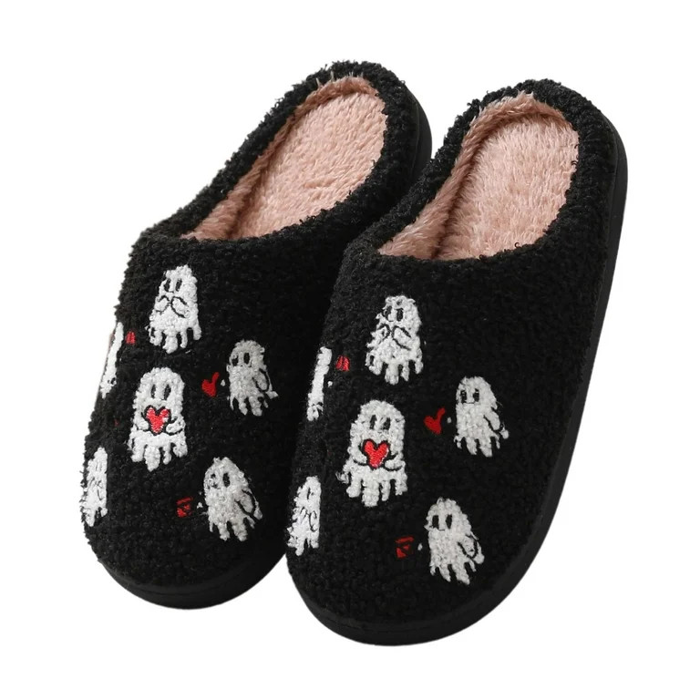 BERANMEY Cute Halloween Slippers for Women Perfect Soft Plush Comfy Warm Slip-On Halloween Pumpki... | Walmart (US)