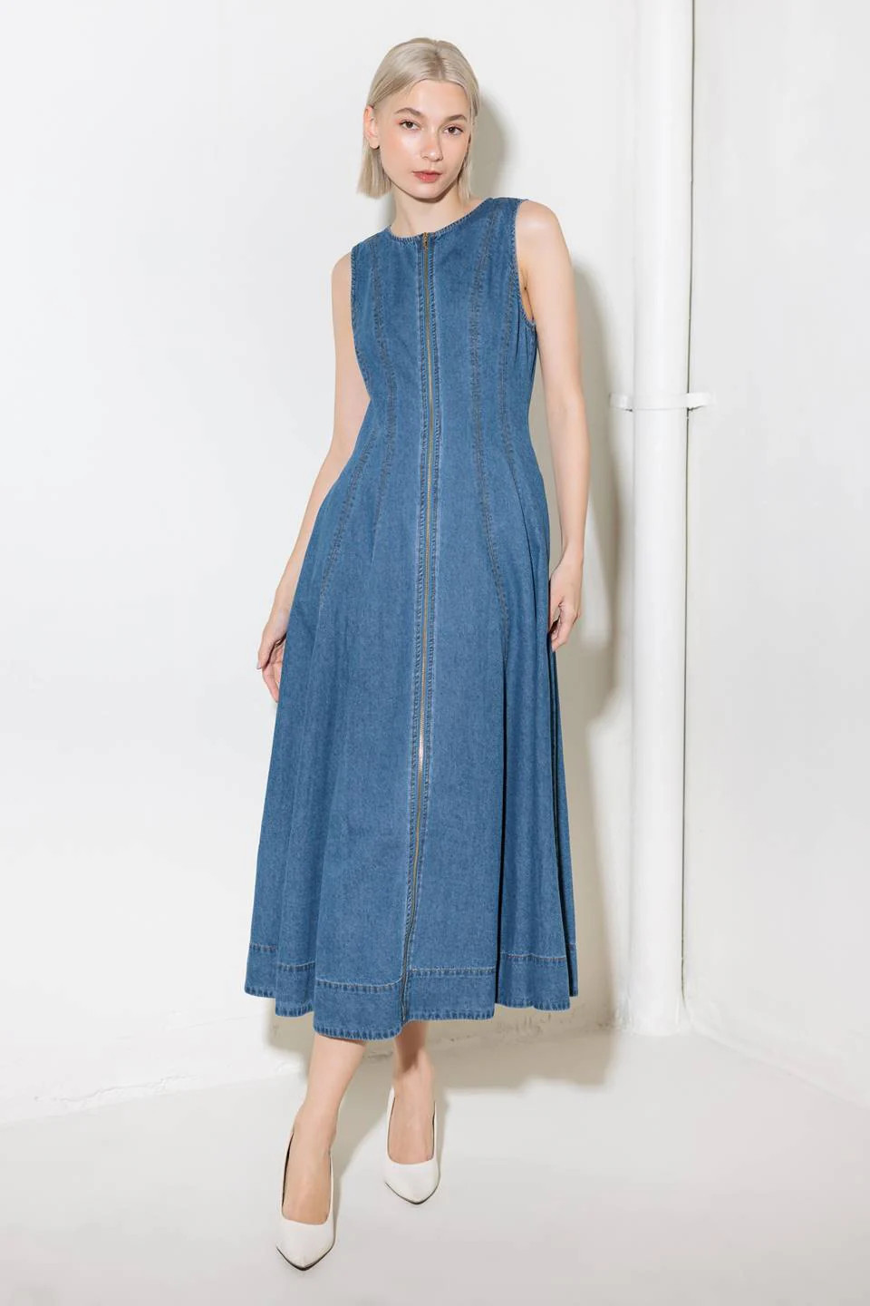 Perry Washed Denim Midi Dress | Lady Black Tie