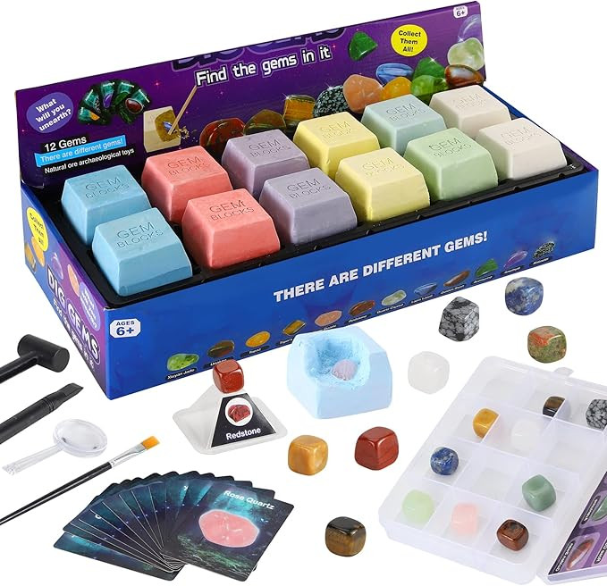 UCAI Gemstone Dig Kit with Rock Collection Box - Dig Up 12 Real Gems - Mineral & Rock Collection ... | Amazon (US)