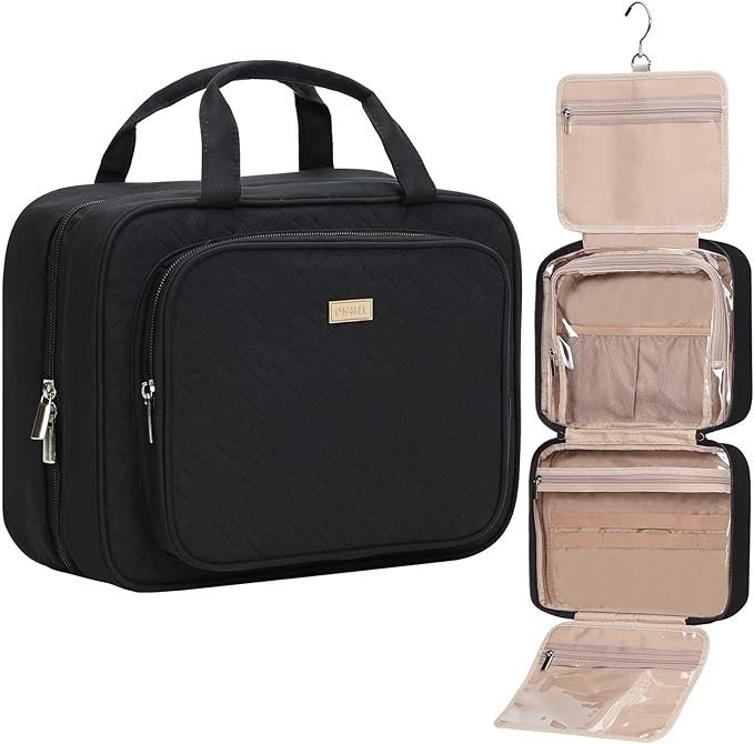 NISHEL Large Size Toiletry Bag for Women, Travel Essentials Organizer, Hanging Makeup Case for Ac... | Amazon (US)